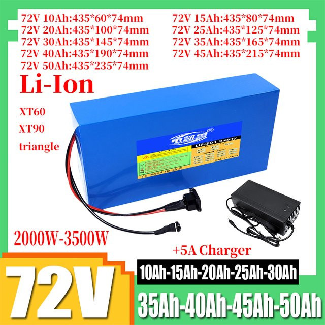 DIANKAISHOU Elektrofahrzeug-Batterie 72V mit integriertem BMS und 5A Ladegerät, Farbe: Blau - Bild 1