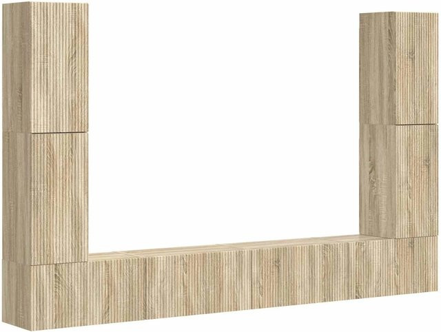 vidaXL TV-Schrankset 8-teilig Sonoma Eiche modern, Wandmontage aus Holzwerkstoff, 4 x Wandschrank B: 30 cm, T: 31 cm, H: 60 cm und 4 x Wandschrank B: 31 cm, T: 60 cm, H: 29,5 cm - Bild 1