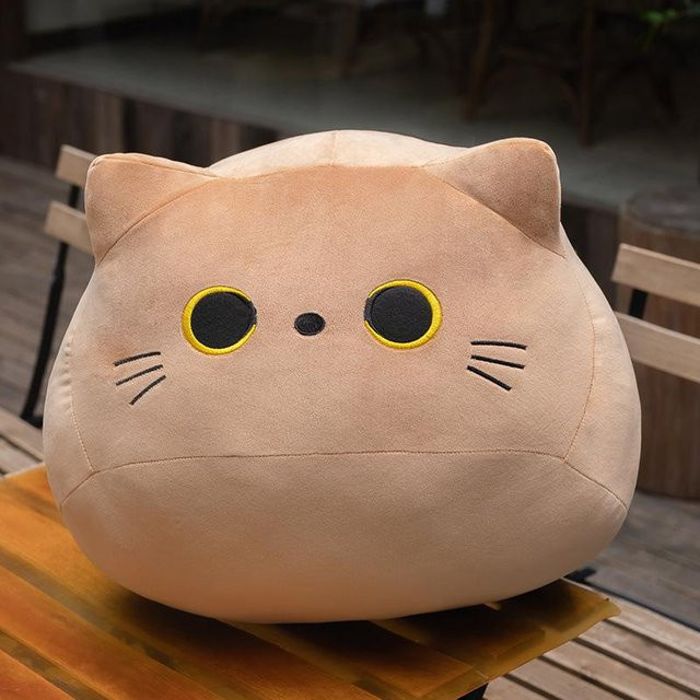 Süße Katze Kuschelkissen Plüschpuppe, Stofftier, Braun - Bild 1