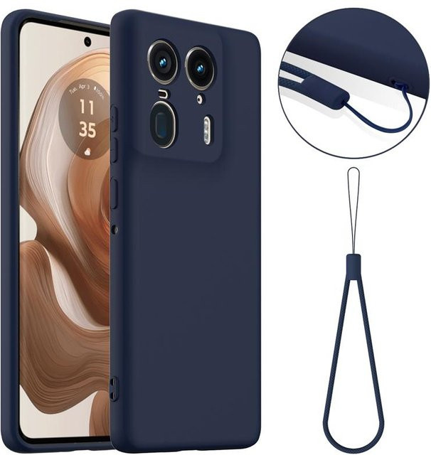 Magnetische Silikon-Schutzhülle für Motorola Edge 50 Fusion, Edge 50 Pro, Edge 50 Ultra und X50 Ultra in Blau mit Mikrofaser-Futter - Bild 1