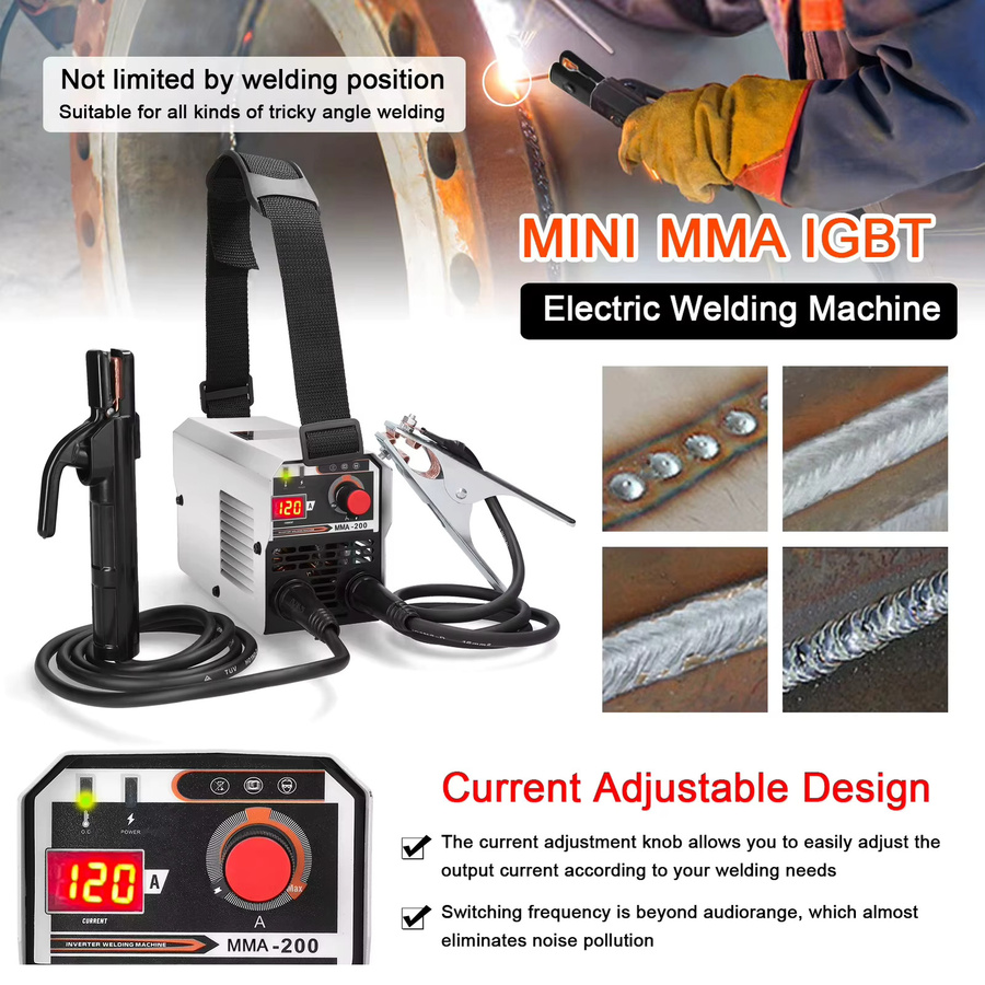 Seeiswork MMA-200 Tragbares Schweißgerät mit DC Inverter IGBT und automatischer Drahtzuführung für Kontaktschweißen und nicht-gasgeschütztes Lichtbogenschweißen - Bild 3