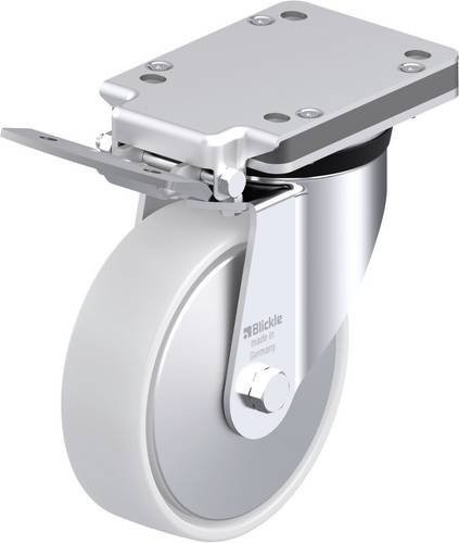 Blickle Stahlblech-Lenkrolle LK-PO 160G-IS-FA in Grau und Weiß mit 160 mm Rad-Durchmesser und 450 kg Tragfähigkeit - Bild 1