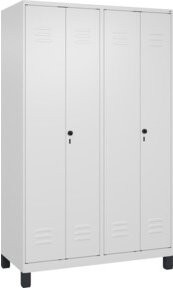 C+P PSA Doppel-Spind Classic PLUS mit 4 Abteilen, Füße, Sicherheits-Drehriegel, Farbe: Weiß/Grau, H x B x T: 195 x 120 x 50 cm - Bild 1