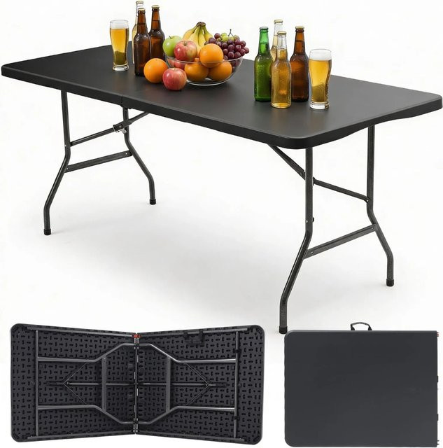 Sekey Klapptisch Campingtisch aus Kunststoff in Schwarz, B: 150 cm, H: 74 cm, T: 74 cm - Bild 1