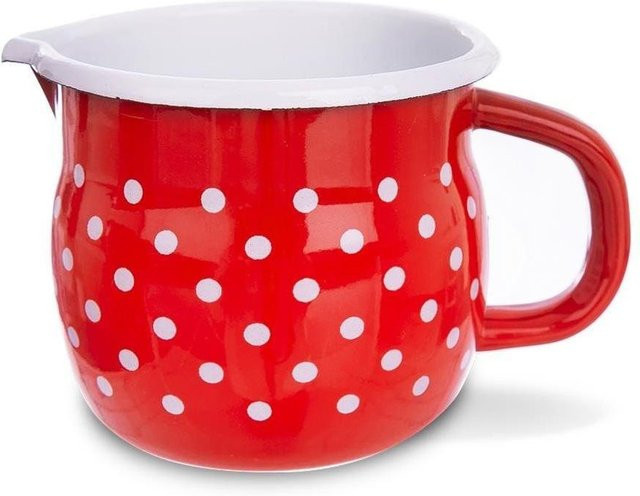 TECKA Emaille-Tasse mit roten Punkten in Rot-Weiß, 800 ml - Bild 1