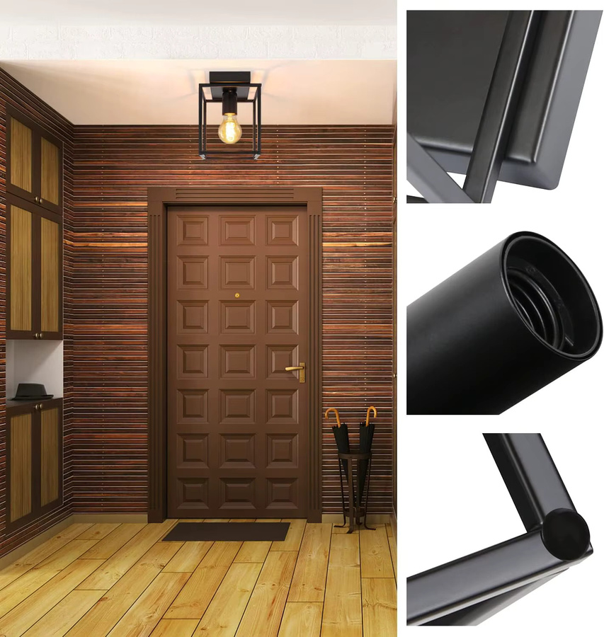 Nettlife Retro Deckenleuchte aus Metall in Schwarz im Industrial Design für E27 Leuchtmittel - Bild 5