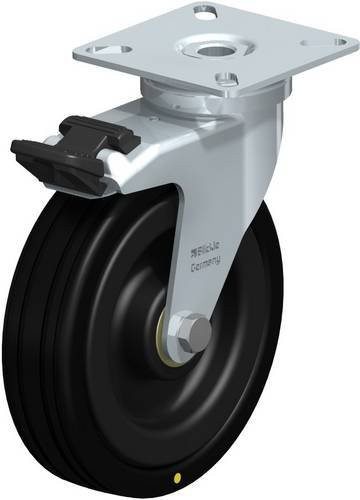Blickle Lenkrolle LPA-VPA 100K-FI-EL mit Feststeller in Schwarz und Silber, Rad-Durchmesser: 100 mm, Tragfähigkeit: 70 kg - Bild 1