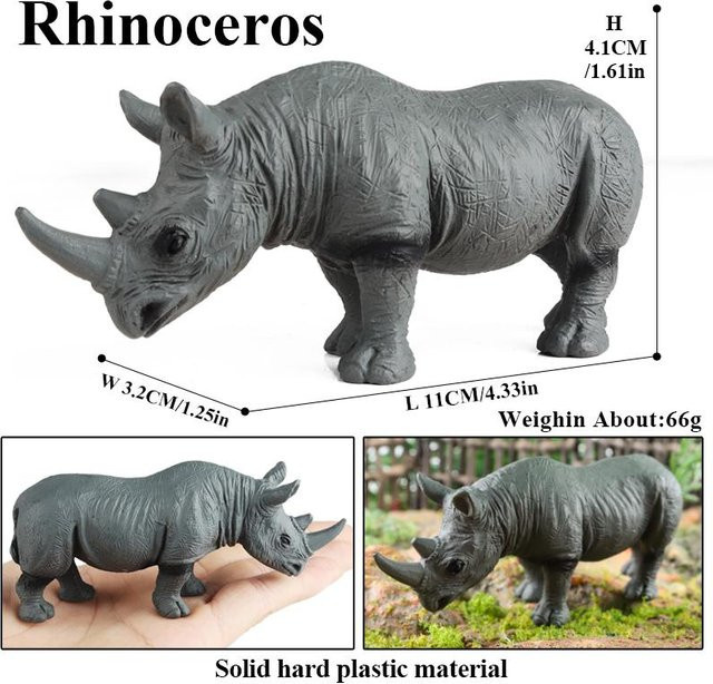 Oenux Wildtiermodell Nashorn Flusspferd, Lernspielzeug, ab 3 Jahre - Bild 1