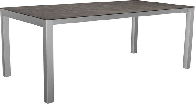 Stern Ausziehtisch Silverstar Stone in Edelstahl und Steinoptik, Farbe Silber/Grau, B/T: 100 x 200-250 cm - Bild 1
