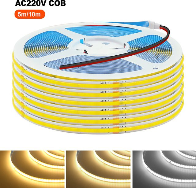 KISUFU COB-LED-Streifen mit 240 LEDs, warmweißes Naturweiß, 220 V, lineare Beleuchtung mit RA90 und IC-Chip - Bild 1