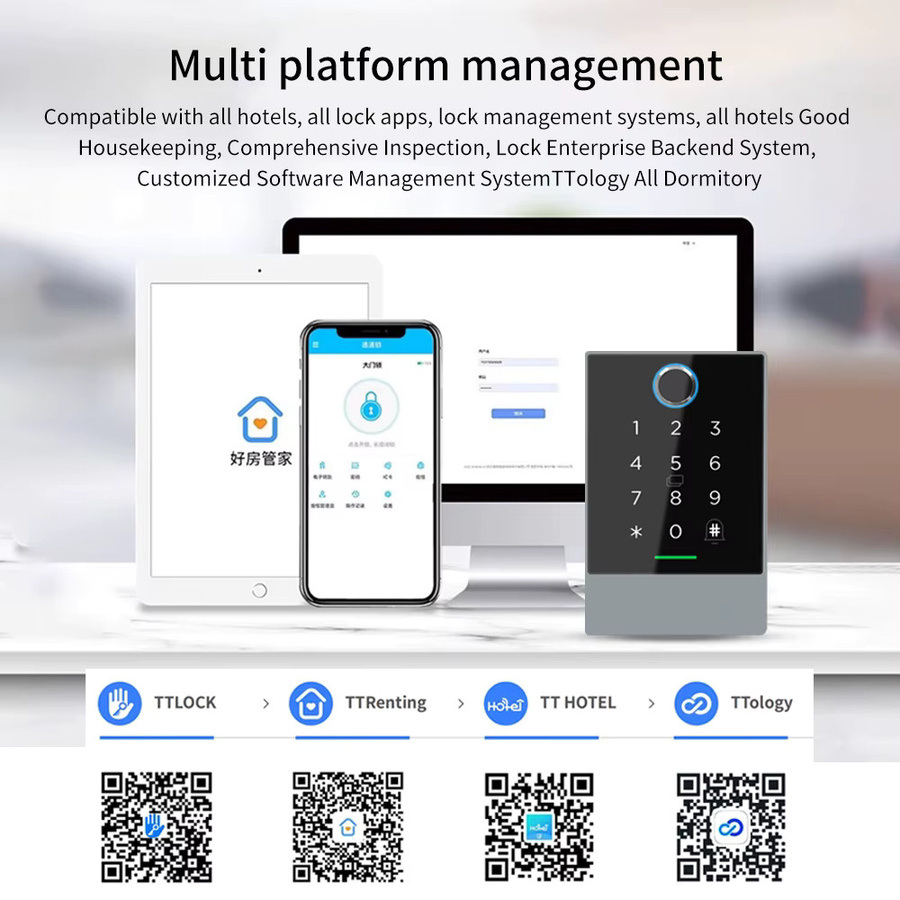 Asia-Teco Smart Türschloss mit NFC, WiFi, Bluetooth und TTlock App Steuerung, RFID Tastatur in Metall, wasserdicht, Farbe: Schwarz - Bild 3