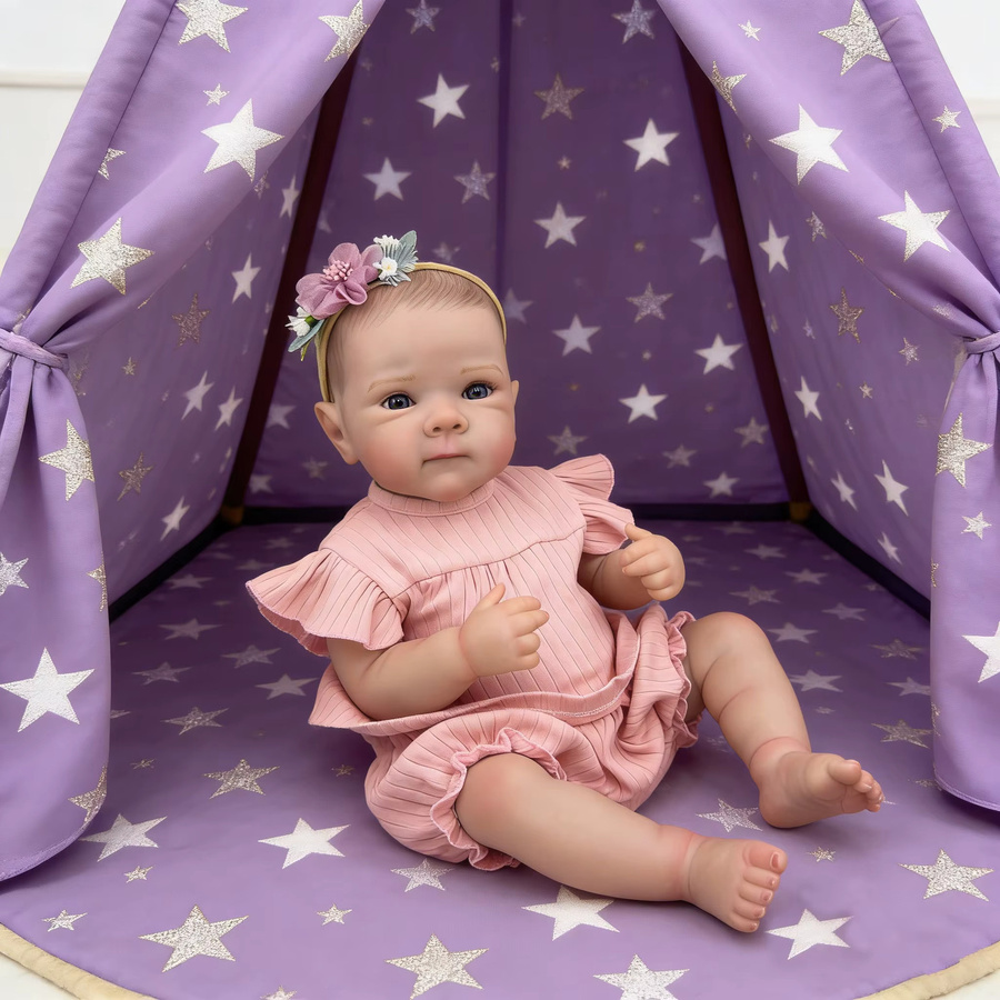 NPK Bettie Reborn Puppe Mädchen, Vollvinyl, 18 Zoll, Rosa / Pink - Bild 2