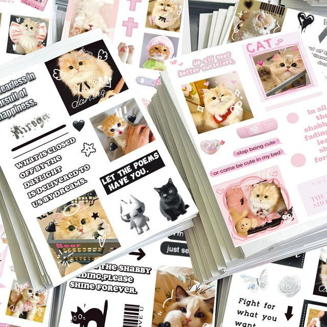 8-teiliges Set bezaubernde Katzenaufkleber von BulingBulingStickers Store in Multicolor für Handyhüllen, Notizbücher und Wasserflaschen - Bild 1