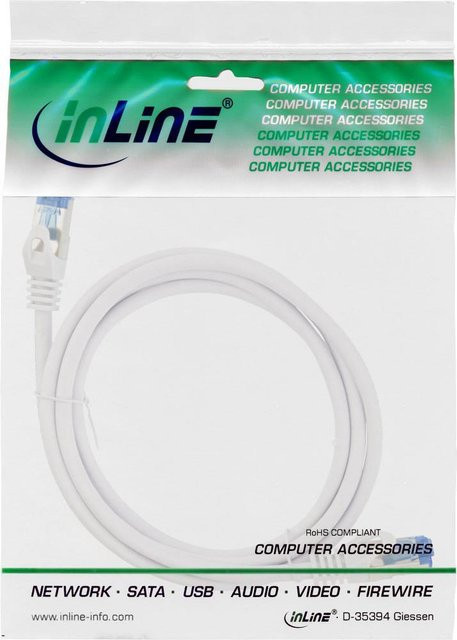 InLine Patchkabel Cat.6A S/FTP Ethernet/LAN TPE flexibel weiß 40m - Bild 1