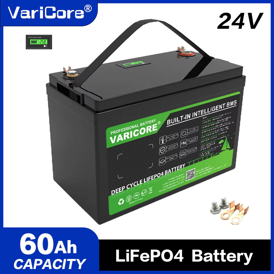 VariCore 24V 60Ah LiFePO4 Batterie mit integriertem BMS in Schwarz für Solarsysteme, Wohnmobile und Boote - Bild 4