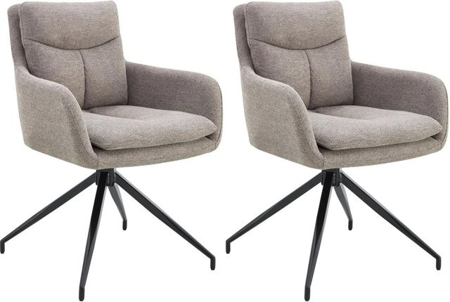 2er Set Esszimmerstühle DELUKE DUTOR aus Stoff in Taupe mit Metallgestell, B/T/H: 57 x 62 x 83 cm - Bild 1