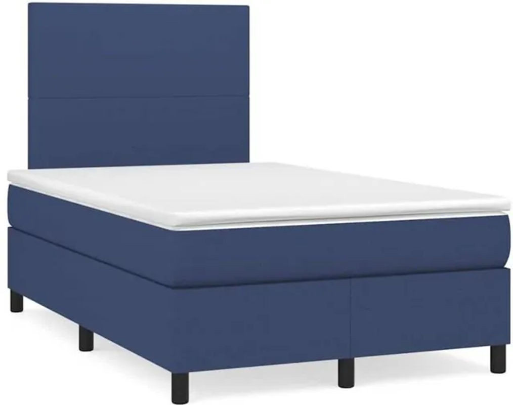vidaxl Boxspringbett mit Matratze in Blau aus Stoff, B/T/H: 190 x 120 x 118 cm - Bild 1