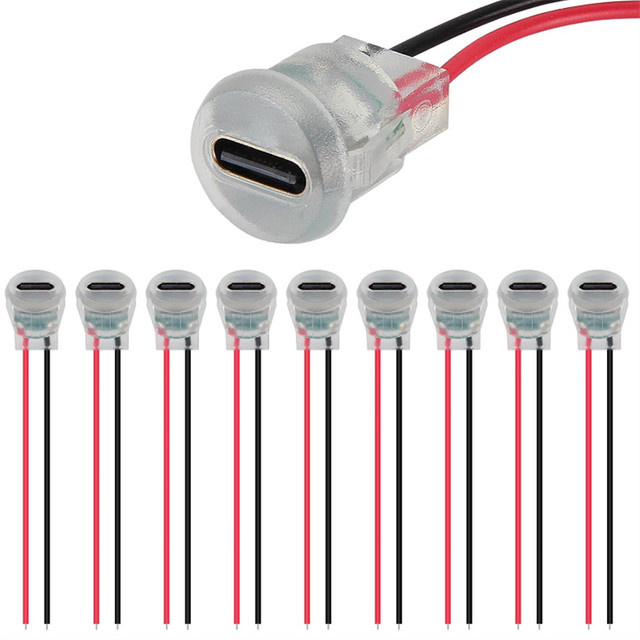 AOKIN USB-C Kabelverbinder Set mit 2P Typ-C Buchse und Stecker für Rundlichtstreifen, transparent - Bild 1