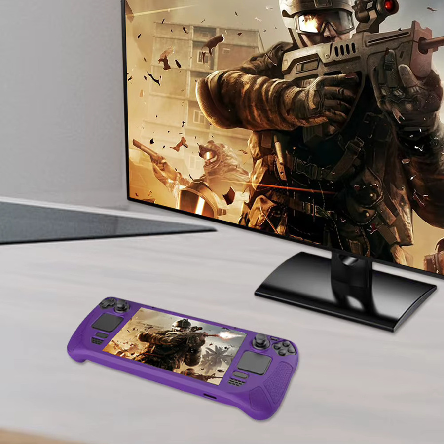 VODOOL Silikon-Schutzhülle für Steam Deck in Lila mit Halterung und Ersatzzubehör - Bild 2