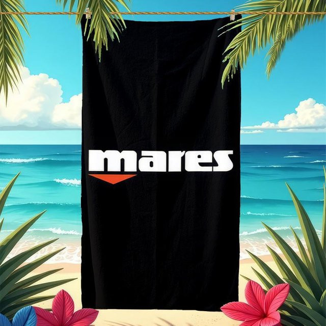 M-Mares Tauchlogo Strandtuch aus Mikrofaser in Schwarz, schnelltrocknendes Badetuch für Wassersport und Schwimmen, B/B: 140 x 180 cm - Bild 1