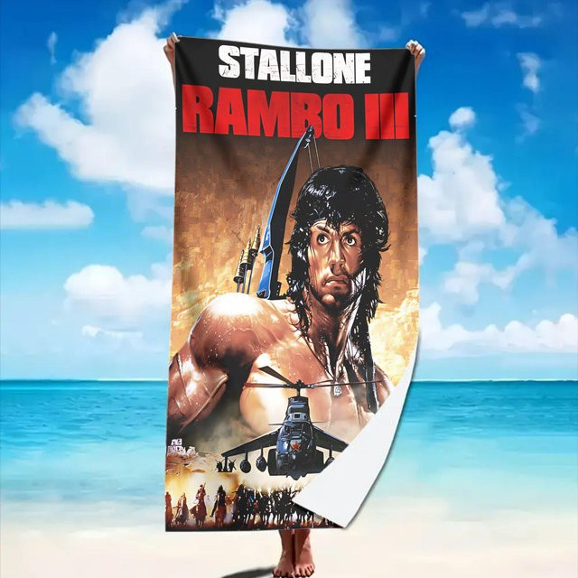 JMG Household Supplies Rambo III Filmplakat Strandtuch aus Mikrofaser, Mehrfarbig, B: 120 cm, L: 180 cm - Bild 1