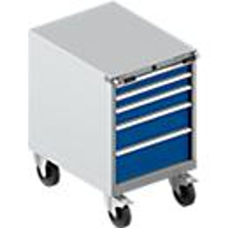 Schäfer Shop Select Schubladenschrank WSK 36-27 mit 5 Schubladen, rollbar und abschließbar, weißaluminium/enzianblau, B: 71,7 cm, T: 57,2 cm, H: 92,0 cm - Bild 2