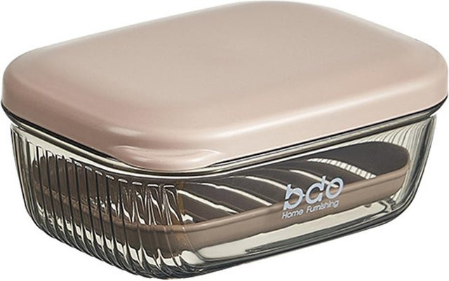 SEEQS Seifenhalter mit Abdeckung und Abfluss in Beige und Transparent - Bild 1