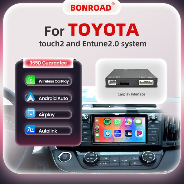 BONROAD Wireless CarPlay und Android Auto Interface-Modul für Toyota Touch2 & Entune 2.0 Systeme mit Bluetooth 5.0 und Mirrorlink Airplay in Schwarz - Bild 1