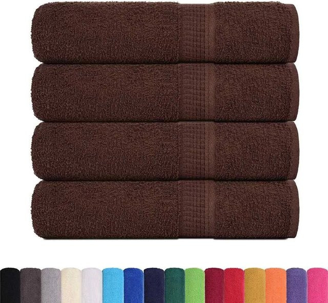 vidaXL Duschtücher 4er Set aus 100% Baumwolle in Braun, B/L: 70 x 140 cm, 360 g/m² - Bild 1