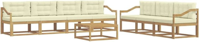 vidaXL Outdoor-Sofagarnitur aus Akazienholz mit Kissen in Weiß und Beige - Bild 1