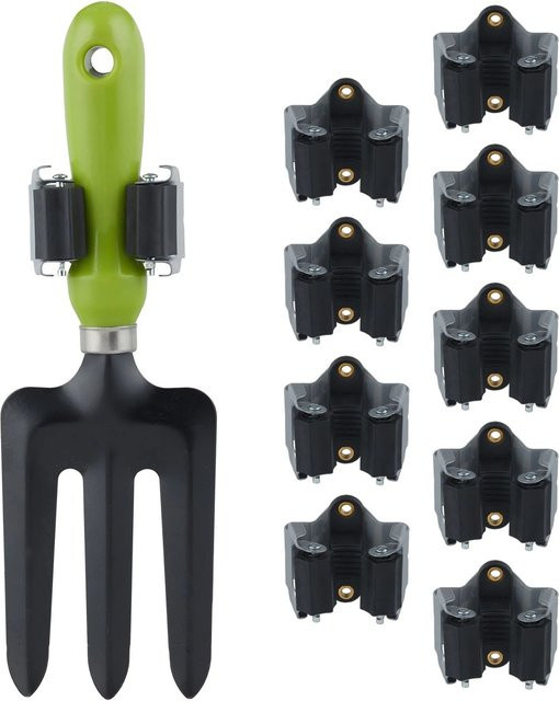 Relaxdays Gerätehalter 10er Set aus Eisen in Schwarz und Grau, Wandmontage, B/T/H: 5 x 5,5 x 4 cm - Bild 1