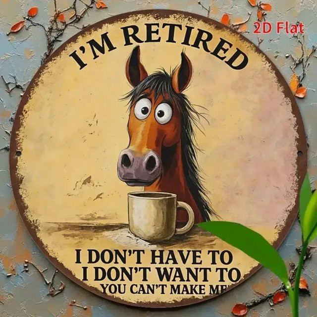 Retro-Metallwanddekoration CIFBUY I'm Retired Horse Vintage Blechschild, B/H: 20,3 x 20,3 cm, Mehrfarbig - Bild 1