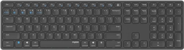 Rapoo E9800M Kabellose Multimodus-Tastatur mit Bluetooth und Wi-Fi, QWERTZ, Grau - Bild 1
