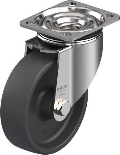 Blickle LIKX-POHI 125G-1 Lenkrolle aus Edelstahl und Kunststoff in Silber/Grau mit Schraubbefestigung, Rad-Durchmesser: 125 mm, Tragfähigkeit: 300 kg - Bild 1