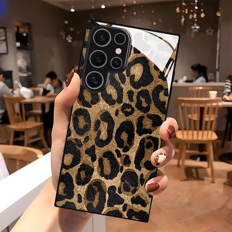 Glas-Handyhülle mit braunem Leopardenmuster für Samsung Galaxy S26 S25 S24 S23 Ultra S22 A16 A32 5G A36 A55 A52 - Bild 2