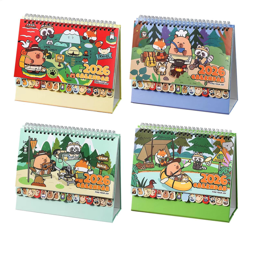 2026 Capybara Tischkalender mit 12 Monaten, bunter Tier-Tischplaner für Büro, Schule und Zuhause - Bild 1