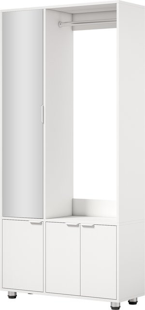 HOMCOM Garderobe Set Weiß mit Spiegel, Kleiderstange und Ablagefächern, B/T/H: 80 x 30 x 169 cm - Bild 1