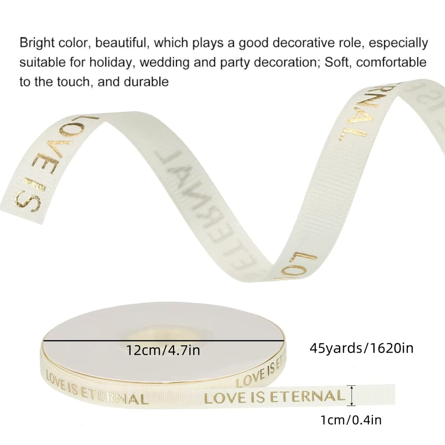 Dekoratives Bronzing Band Liebe ist ewig in Gold und Rot für Geschenke und Backzubehör - Bild 2