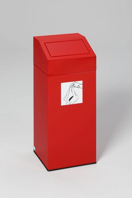 PROREGAL Selbstlöschender Wertstoffsammler aus verzinktem Stahl, Rot, 47 Liter, H x B x T: 79 x 32 x 32 cm - Bild 1