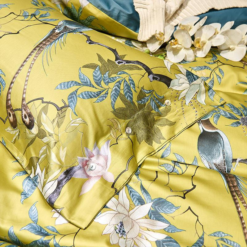 Bin Chi Textiles Bettwäsche-Set aus ägyptischer Baumwolle mit floralem Digitaldruck, 4-teilig, Grün, B/H: 150 x 200 cm - Bild 6