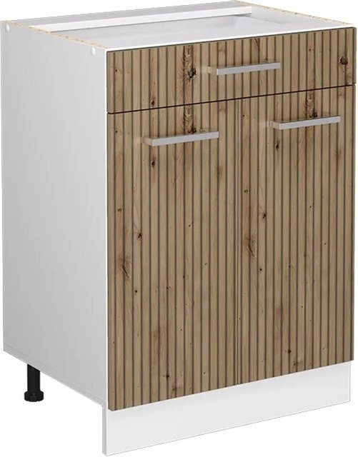 Vicco Küchenunterschrank R-Line in Artisan-Eiche und Weiß mit Schubladen und Türen, B: 60 cm, H: 81,6 cm, T: 46 cm - Bild 1