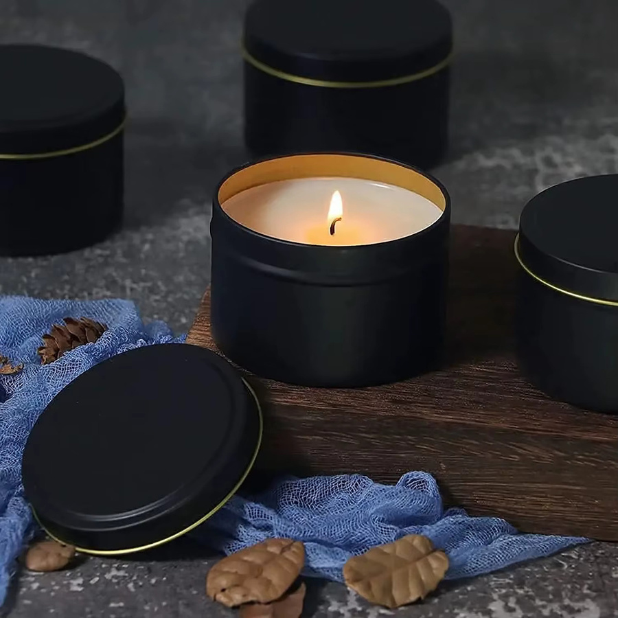 Set aus 12 runden Kerzendosen mit Deckel in Schwarz und Silber, 4 oz und 8 oz Kerzenbehälter für deine DIY-Kerzenherstellung - Bild 3