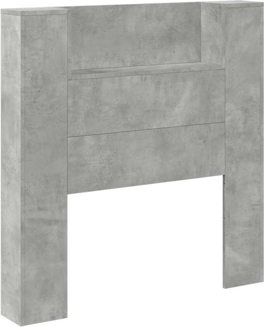 vidaXL Kopfteil in Betongrau mit integrierter Beleuchtung und Ablage aus Holzwerkstoff, B/T/H: 100 x 16,5 x 103,5 cm - Bild 1