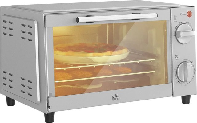HOMCOM Minibackofen aus Edelstahl in Silber mit 35 l Volumen, Breite: 24,6 cm, Höhe: 20 cm - Bild 1