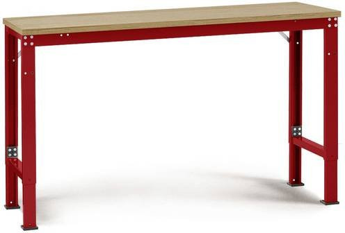 Manuflex Arbeits-Grundtisch UNIVERSAL Spezial mit Multiplexplatte, Rubin-Rot, B/T/H: 200 x 80 x 72,2-102,2 cm - Bild 1
