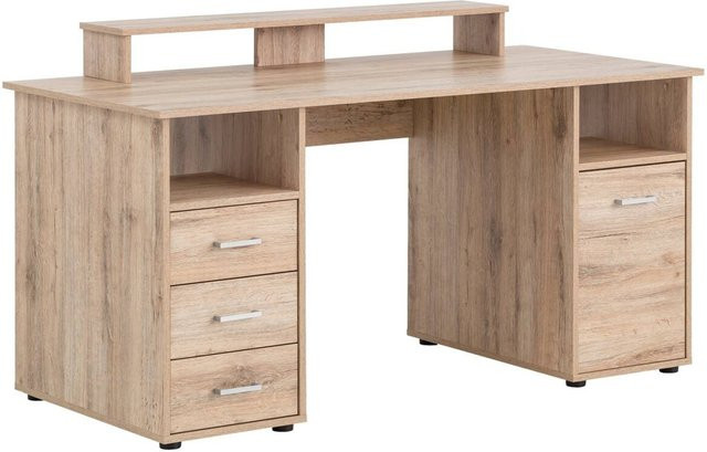 Schreibtisch Niels in Wildeiche Nachbildung, Braun, B/H/T: 150 x 86,7 x 70 cm - Bild 1