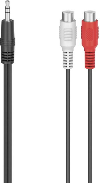 Hama Audio-Adapter Stereo mit 2 Cinch-Kupplungen und 3,5 mm Klinken-Stecker, Schwarz, Länge: 10 cm - Bild 1
