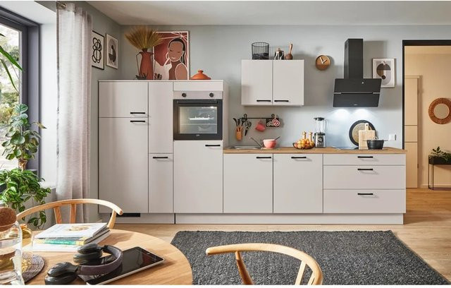 pino Küchenzeile Kaschmirgrau mit 1 Geräteschrank und 1 Apothekerschrank, Breite: 350 cm - Bild 1