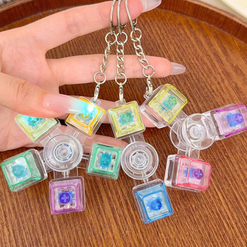 soulbao LED-Leucht-Tastatur-Fidget-Spinner-Schlüsselanhänger, mit klickbarem Knopf - Bild 4