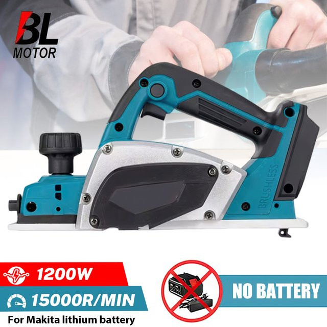 Makita Kabelloser Elektrohobel 1200 W mit bürstenlosem Motor, 82 mm Hobelbreite, 15000 U/min, einstellbare Tiefenlehre und Spänebläser für Makita 18 V Akku - Bild 1